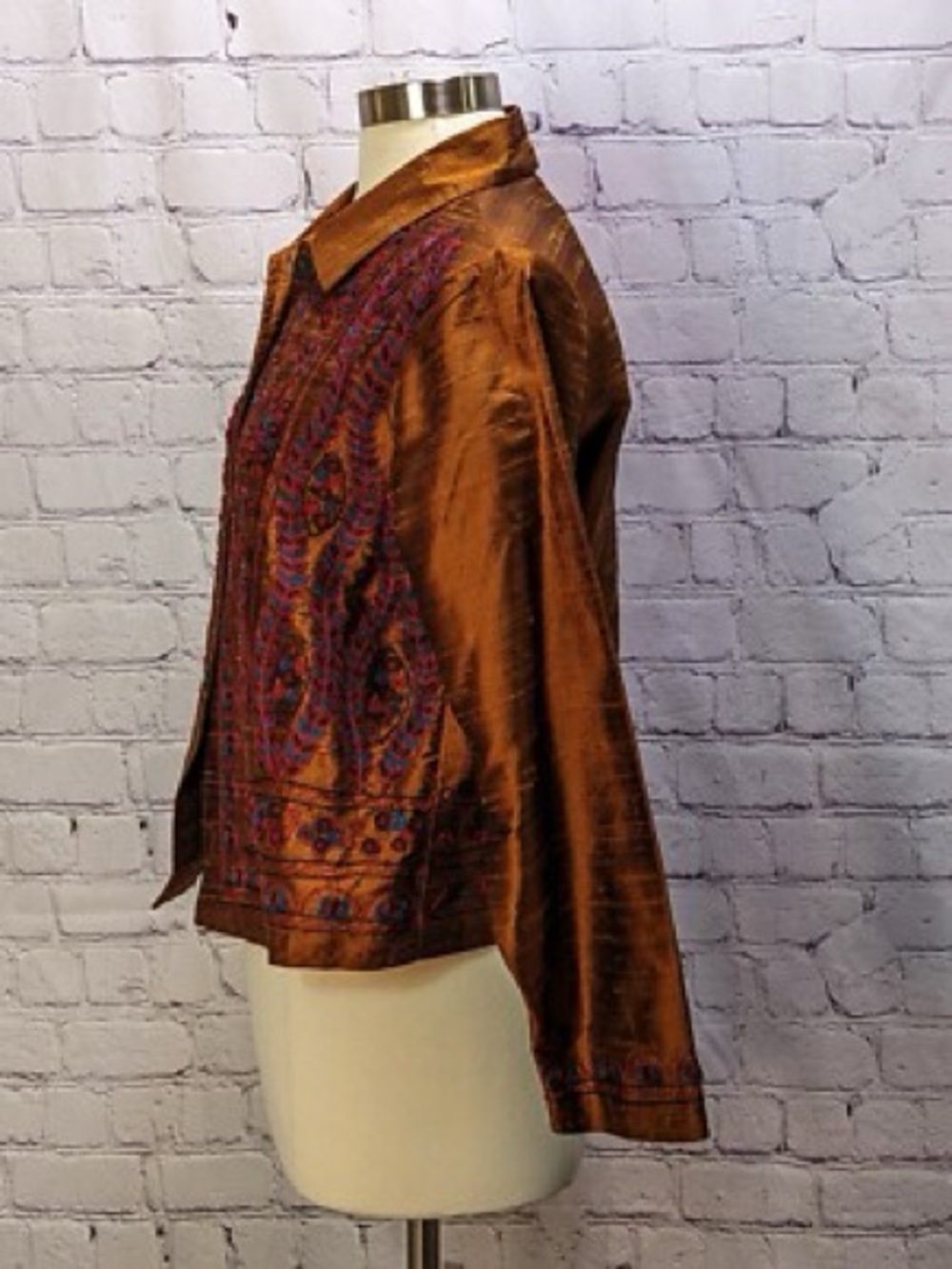 Unisex - gender free Tibetan / Boho Inspired Brown Paisley Quilted Jacket - Picture 7 of 11